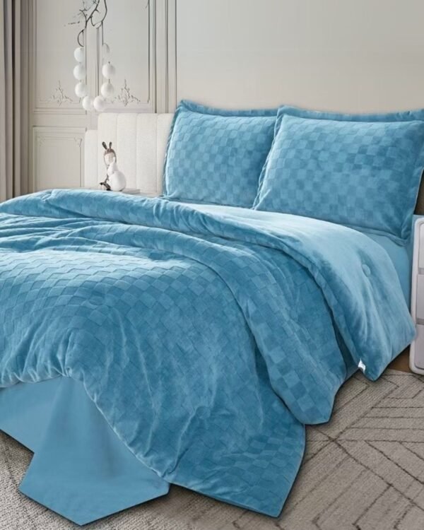 Set edredón alto relieve + sábanas tipo piel