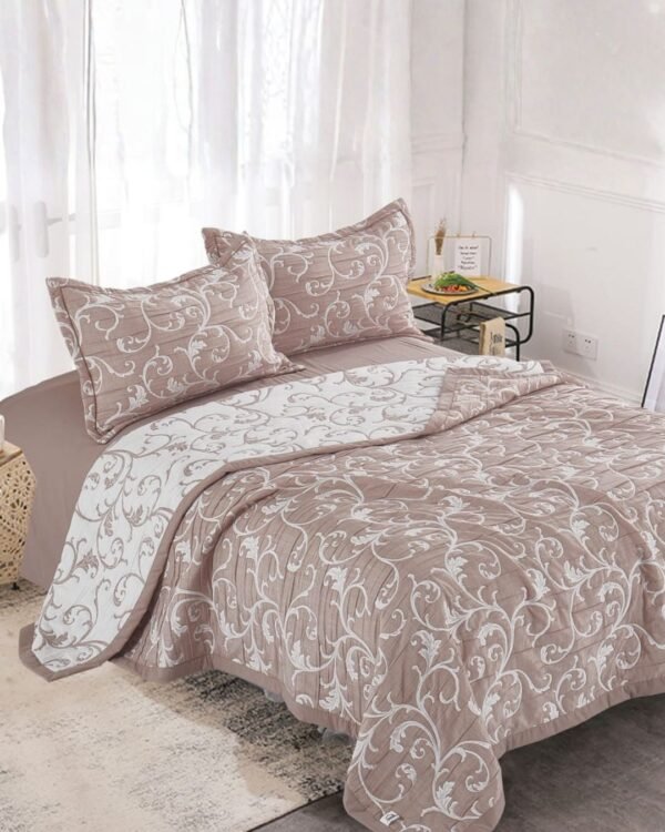 Set quilt bordado 3 piezas 100 % algodón