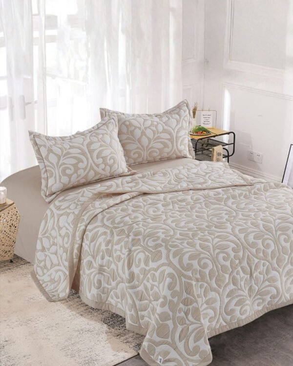 Set quilt bordado 3 piezas 100 % algodón