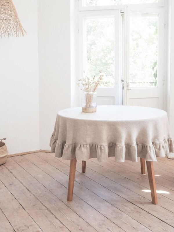 Mantel lino antimanchas boo circular